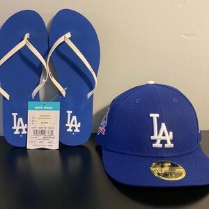 New LA Dodgers World Series hat and Reef flip flops